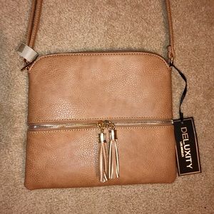 Taupe/Gold Tassle Crossbody Bag